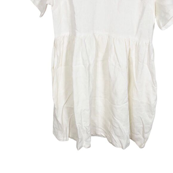 Shiny by Nature Princess 100% Linen Ivory-White Dress Pockets Womens Size Small - Picture 5 of 11